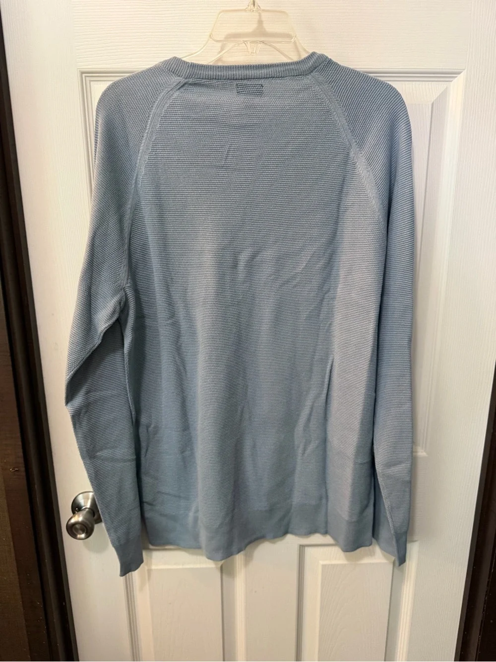 NWT J. Crew Men’s Light Blue Crewneck Cotton Subtle Waffle Knit Sweater Sz XL